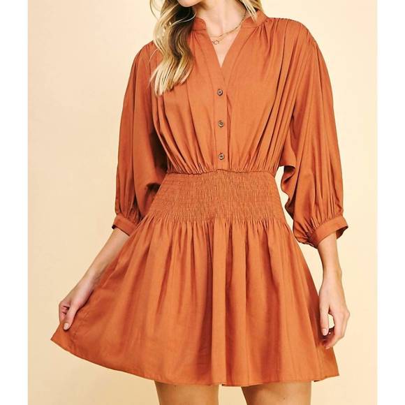 NEW PINCH sable mini dress in pumpkin - Picture 2 of 3